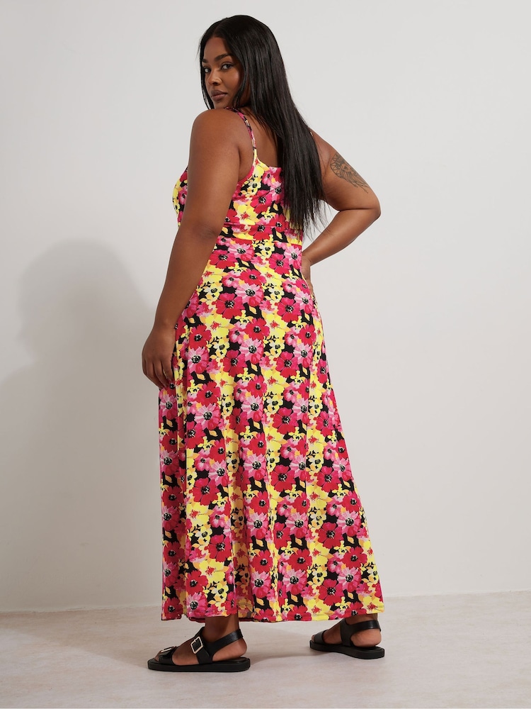 Yours Curve Black Floral Print Maxi Dress - Image 2 of 5