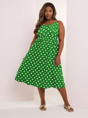 Yours Curve Green Structured Sundress - Image 1 of 6