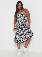 Yours Curve Black Structured Sundress - Image 1 of 5