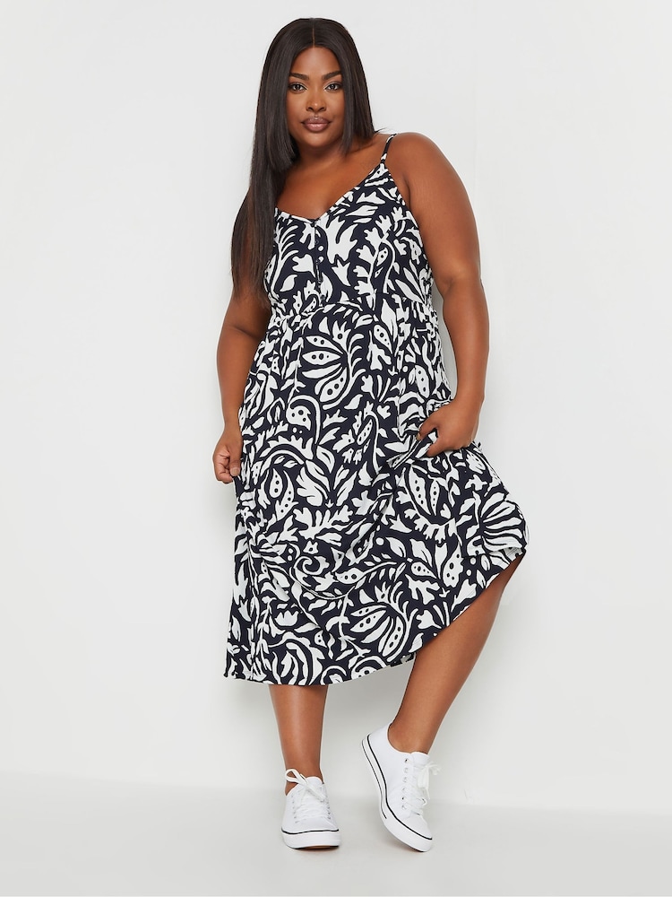 Yours Curve Black Structured Sundress - Image 1 of 5