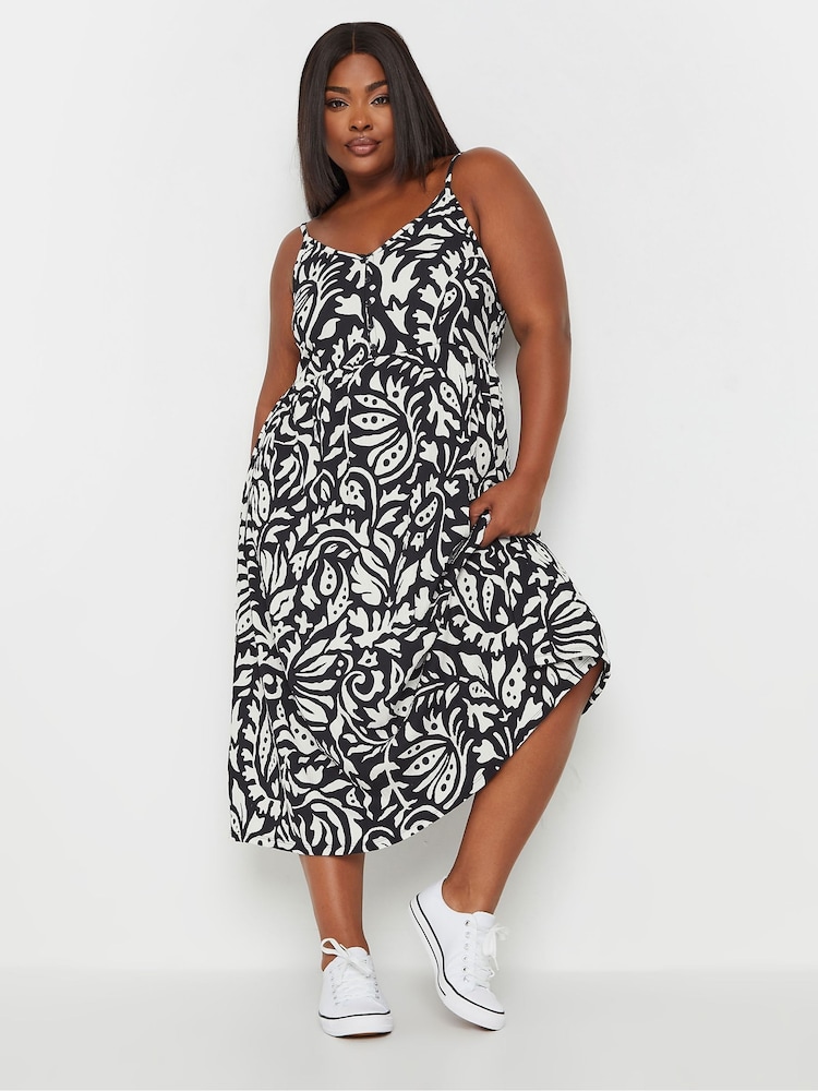 Yours Curve Black Structured Sundress - Image 2 of 5