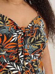 Yours Curve Black Leaf Print Maxi Dress - Image 5 of 6