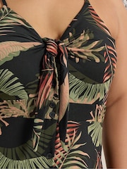 Yours Curve Black Leaf Print Maxi Dress - Image 5 of 6