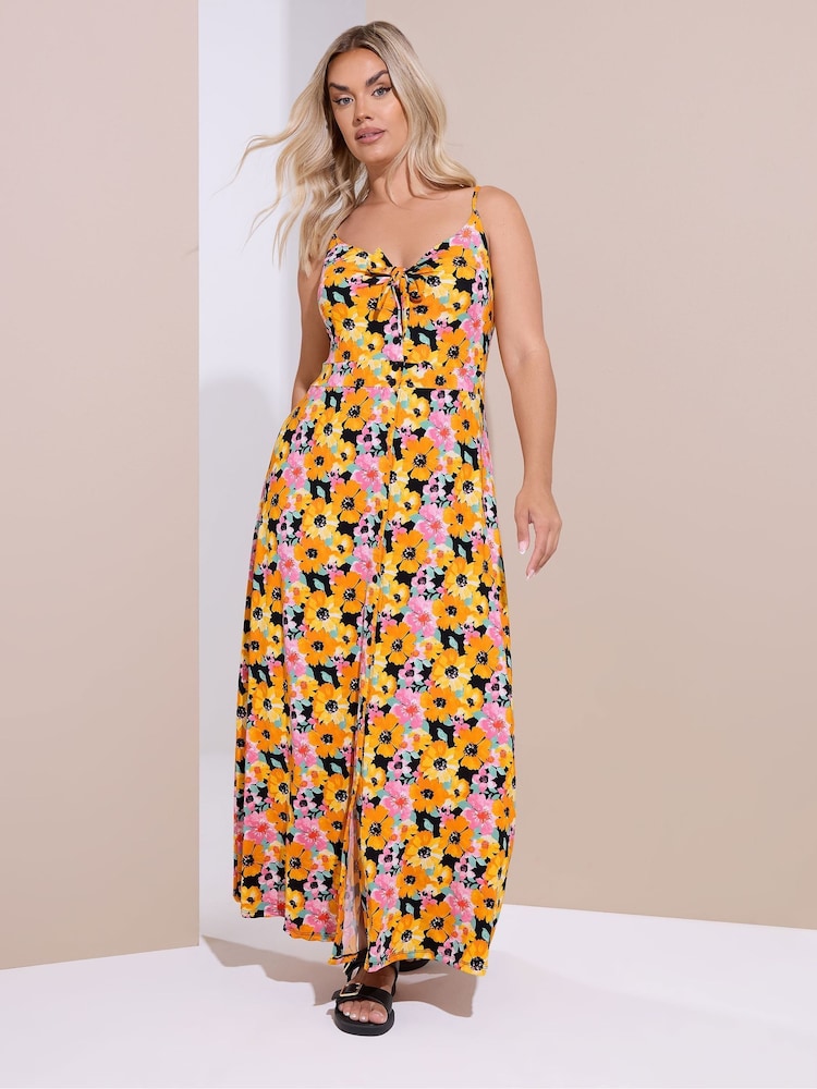 Yours Curve Black Floral Print Maxi Dress - Image 1 of 5