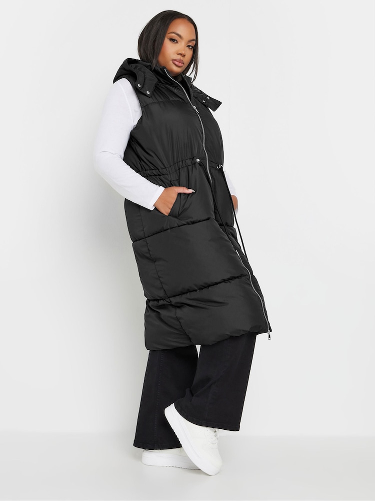 Черный - Yours Curve Drawcord Panelled Gilet - Image 1 of 4