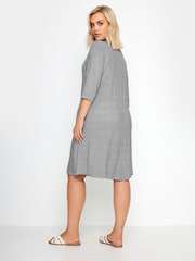 Yours Curve Navy Blue Stripe Pocket Dress - Image 3 of 5