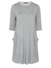 Yours Curve Navy Blue Stripe Pocket Dress - Image 5 of 5