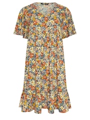 Yours Curve Brown Angel Sleeve Smock Dress - Image 5 of 5