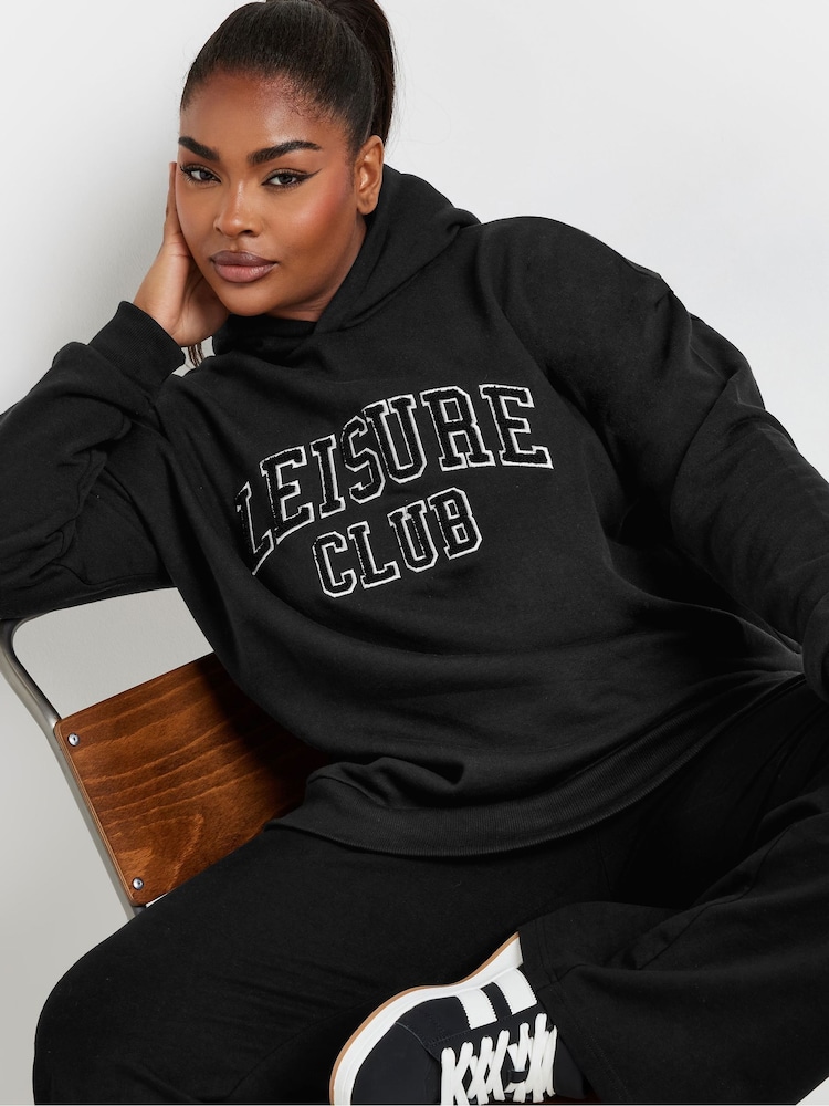 črna - Yours Curve Leisure Club Hoodie - Slika 1 iz 5