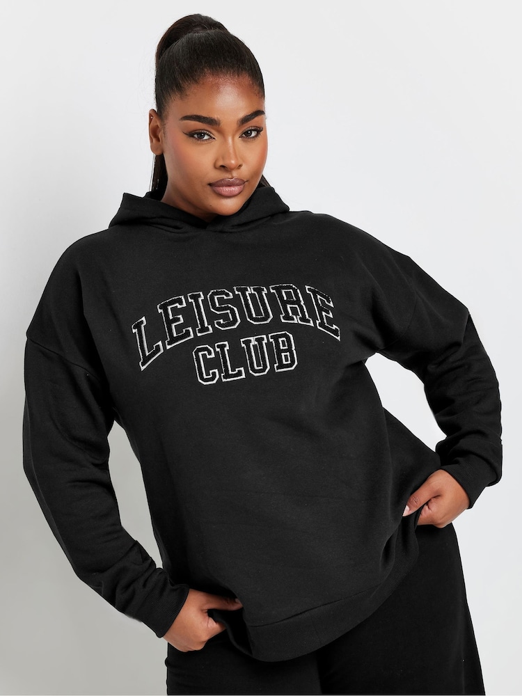 črna - Yours Curve Leisure Club Hoodie - Slika 2 iz 5