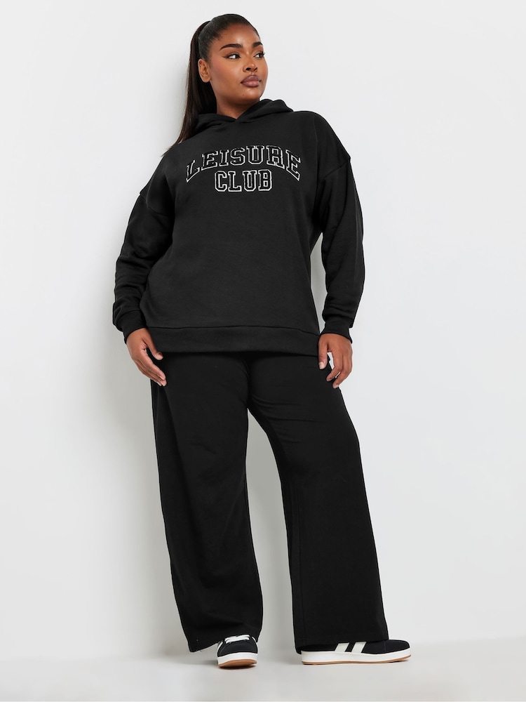 Yours Curve Black Leisure Club Hoodie - Image 4 of 5