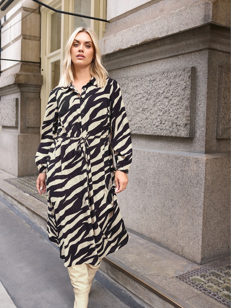 Yours Curve Black Long Sleeve Shirt Dress - Image 1 of 6