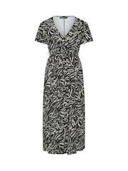 Yours Curve Black Abstract Print Woven Wrap Maxi Dress - Image 5 of 5