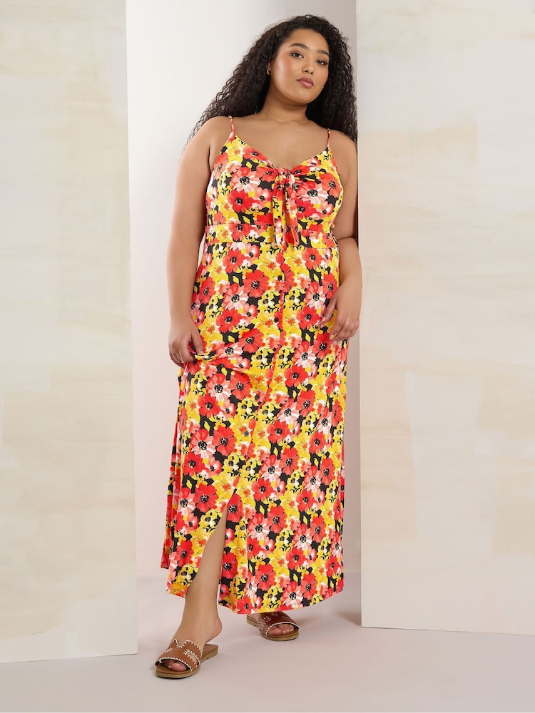 Vestido largo con estampado floral de Yours Curve - Imagen 1 de 3