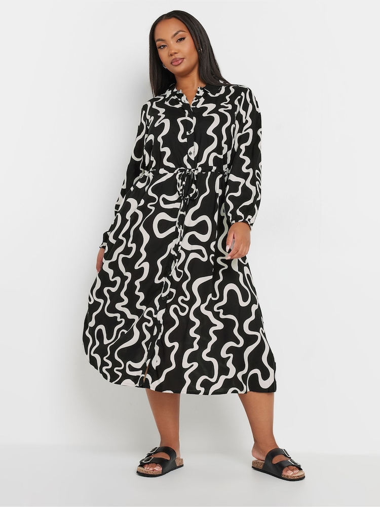 Yours Curve Black Long Sleeve Shirt Dress - Image 2 of 6