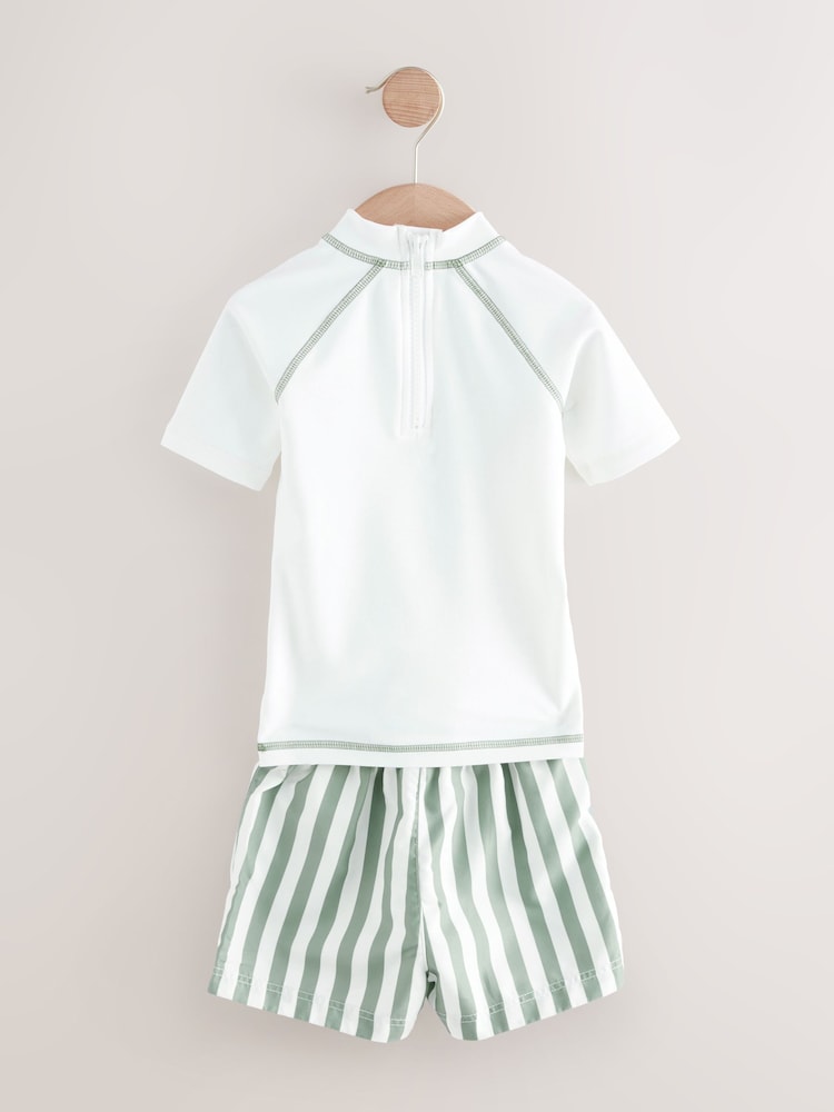Blanc/Vert - Ensemble gilet lycra et short (3mois-7ans) - Image 3 of 5