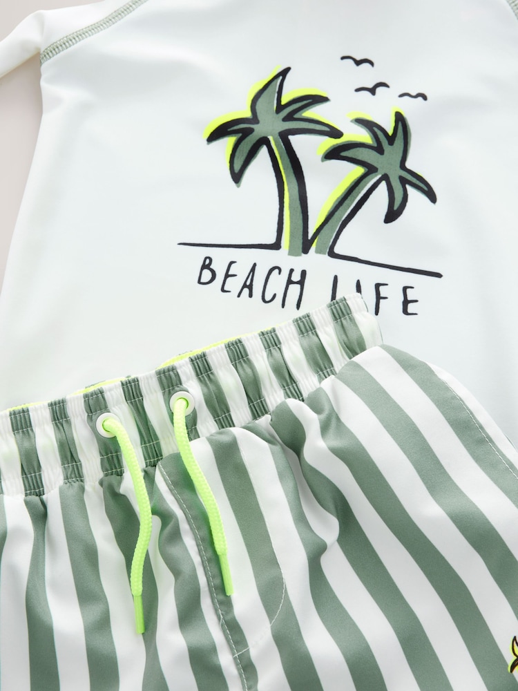 Blanc/Vert - Ensemble gilet lycra et short (3mois-7ans) - Image 4 of 5