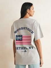 Greige 100% Cotton Woodstock Festival Licence Graphic T-Shirt - Image 2 of 6