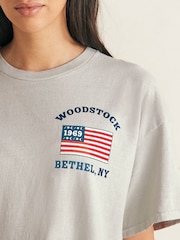 Greige 100% Cotton Woodstock Festival Licence Graphic T-Shirt - Image 3 of 6