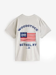 Greige 100% Cotton Woodstock Festival Licence Graphic T-Shirt - Image 5 of 6