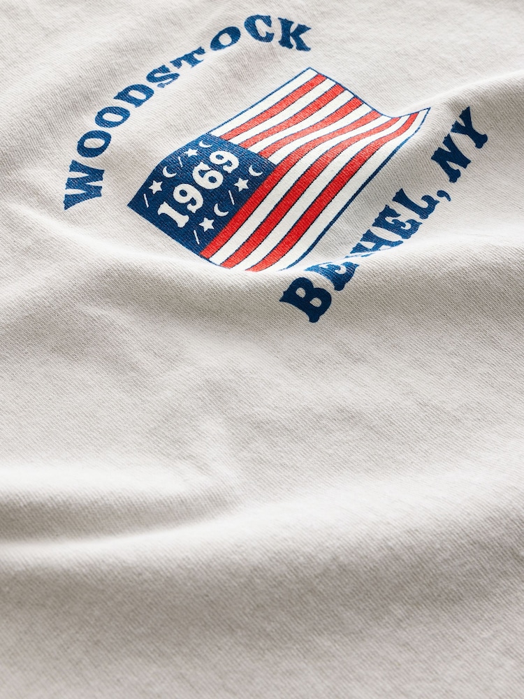 Greige 100% Cotton Woodstock Festival Licence Graphic T-Shirt - Image 6 of 6
