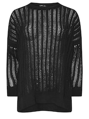 Yours Curve Black Crochet Ladder Stitch Side Split Jumper - Image 5 of 5