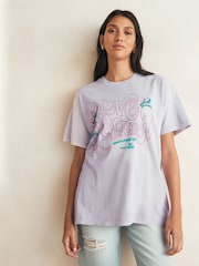 Lilac Purple/Grey Woodstock Festival License Graphic 100% Cotton T-Shirt - Image 1 of 5