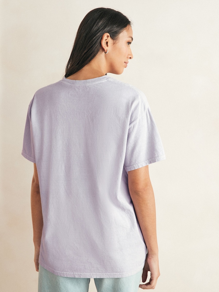Lilac Purple/Grey Woodstock Festival License Graphic 100% Cotton T-Shirt - Image 2 of 5 Lilac Purple/Grey Woodstock Festival License Graphic 100% Cotton T-Shirt - Image 2 of 5