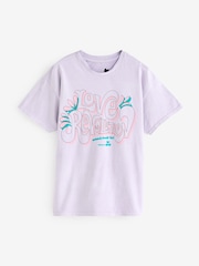 Lilac Purple/Grey Woodstock Festival License Graphic 100% Cotton T-Shirt - Image 4 of 5