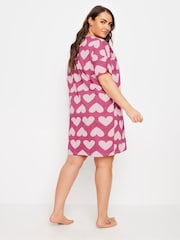 Yours Curve Pink Oversized Heart Sleep 100% Cotton T-Shirt - Image 2 of 4