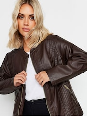 Yours Curve Chocolate Brown Faux Leather Jacket - Image 5 of 6