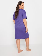Yours Curve Purple Overslept Again Sleep 100% Cotton T-Shirt - Image 3 of 4