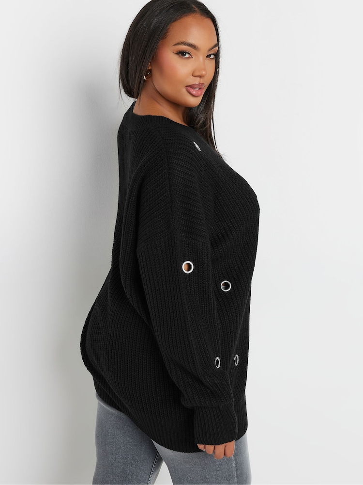 Yours Curve Black Eyelet Jumper - Image 5 of 5