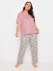 Yours Curve Pink Eat Sleep Dream Cami Pyjamas Set 4 Pack - Image 2 of 4