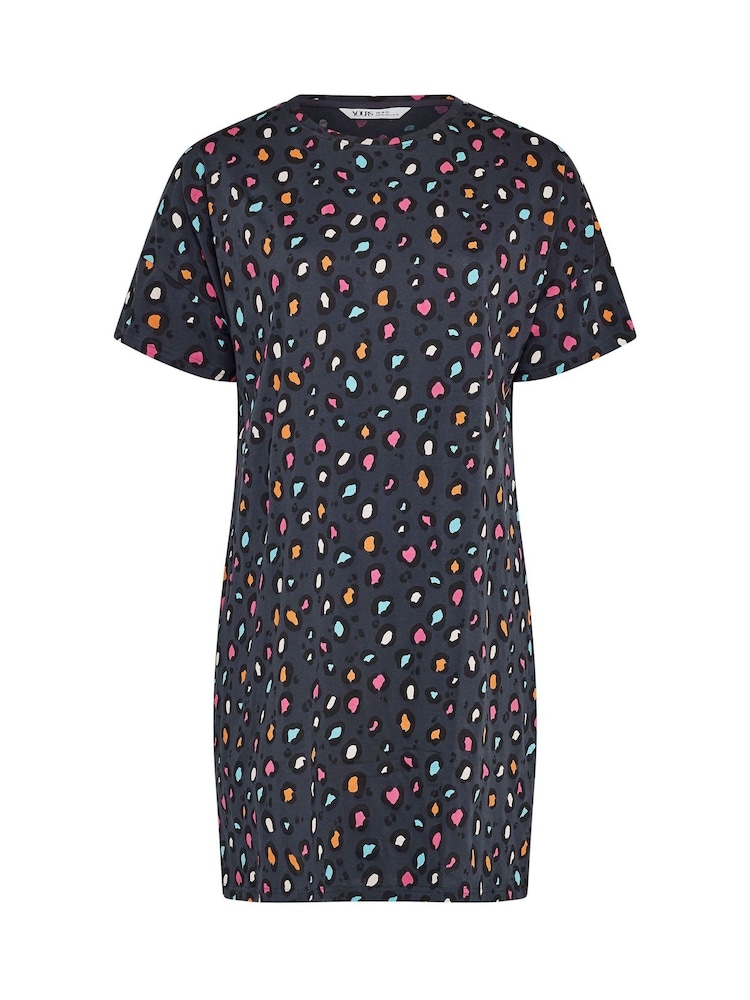 Yours Curve Grey Rainbow Animal Sleep T-Shirt - Image 5 of 5