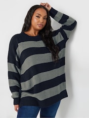 Yours Curve Blue Drop Shoulder Jumper - Image 1 of 5