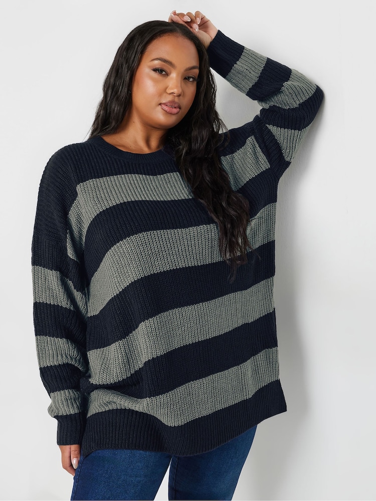 Yours Curve Blue Drop Shoulder Jumper - Image 1 of 5