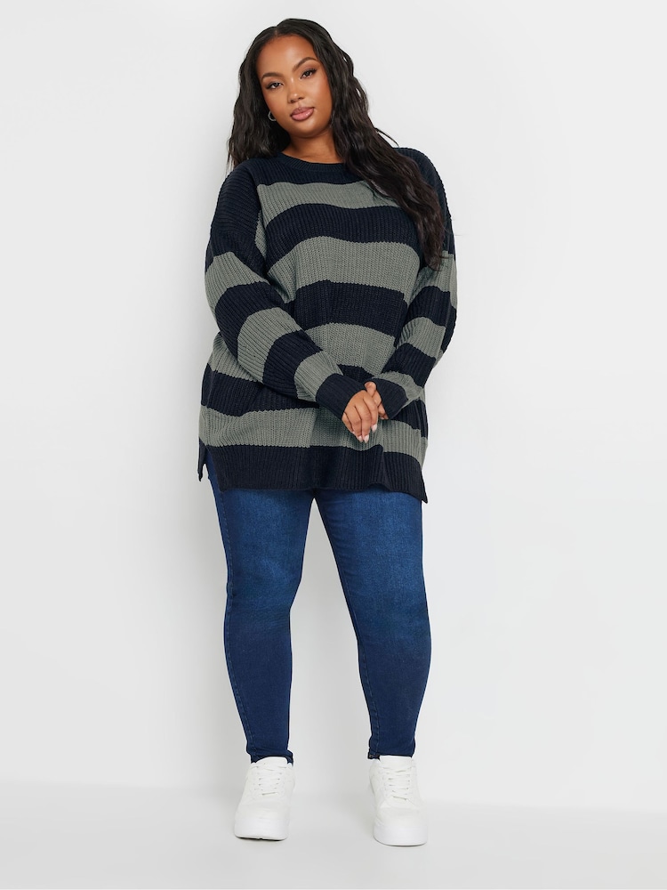 Yours Curve Blue Drop Shoulder Jumper - Image 2 of 5