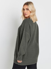 Yours Curve Grey Eyelet Jumper - Image 4 of 5