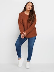 Yours Curve Orange Waffle Knit Jumper - Image 3 of 5