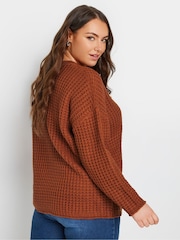 Yours Curve Orange Waffle Knit Jumper - Image 4 of 5