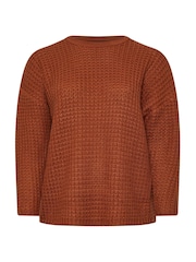Yours Curve Orange Waffle Knit Jumper - Image 5 of 5