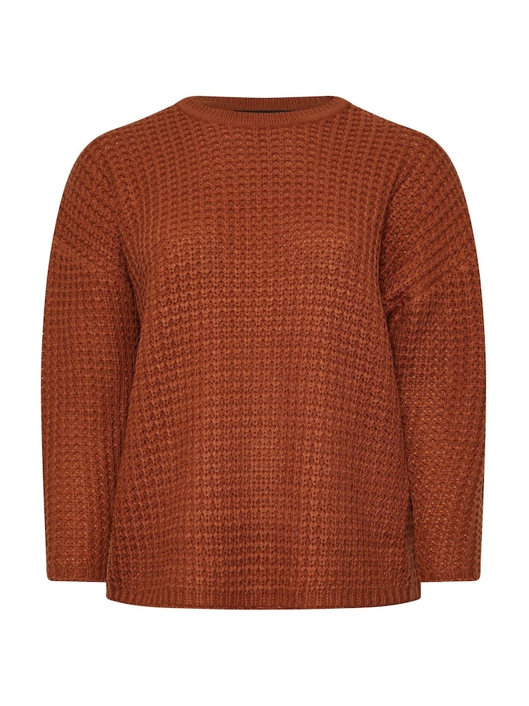 Yours Curve Orange Waffle Knit Jumper - Image 5 of 5