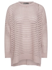 Yours Curve Pink Crochet Side Split Jumper - Image 5 of 5