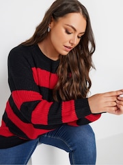 Yours Curve Red Striped Drop Shoulder Jumper - Image 5 of 6