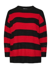 Yours Curve Red Striped Drop Shoulder Jumper - Image 6 of 6