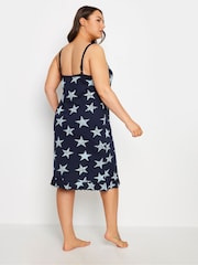 Yours Curve Blue Zebra Star Print 100% Cotton Chemise - Image 2 of 5