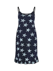 Yours Curve Blue Zebra Star Print 100% Cotton Chemise - Image 5 of 5