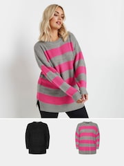 Yours Curve Black Drop Shoulder Jumper 2 Pack - Image 1 of 8