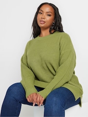Yours Curve Green Drop Shoulder Jumper - Image 1 of 6